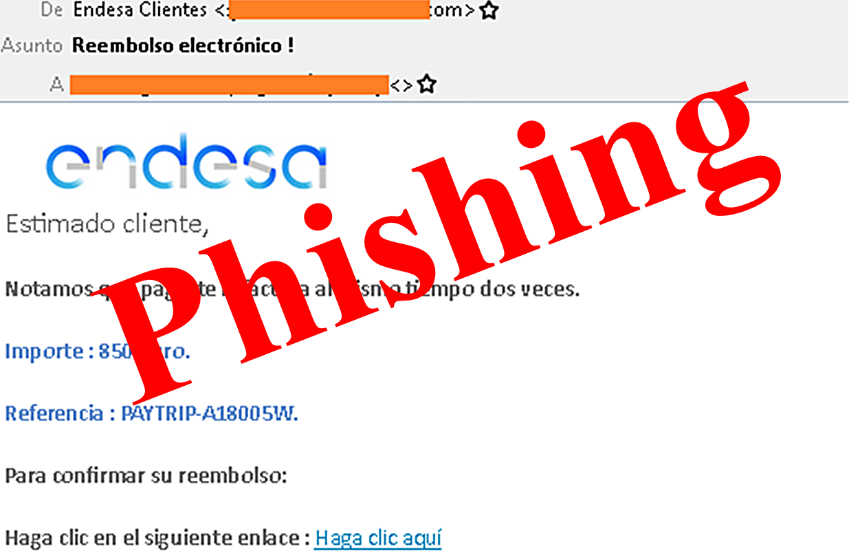 En el asunto del correo electrónico falso de Endesa ya se anuncia el reembolso de 850 euros (Foto: www.osi.es).