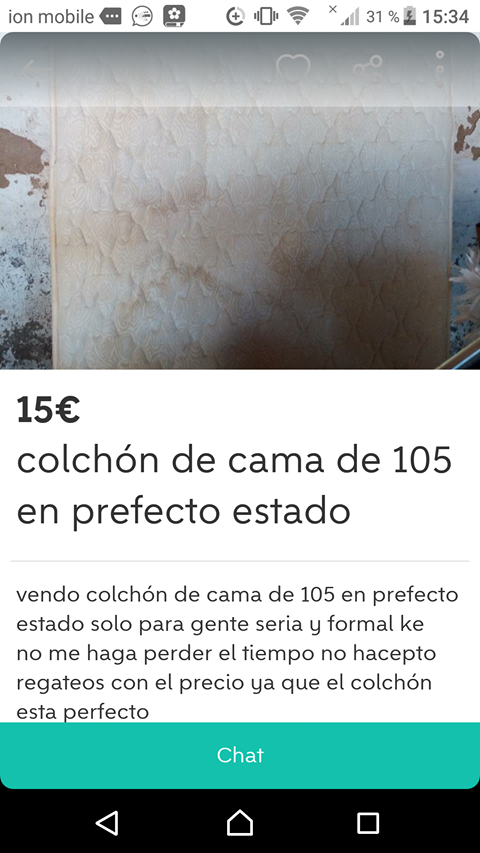 Colchón de cama en 105 en prefecto estado