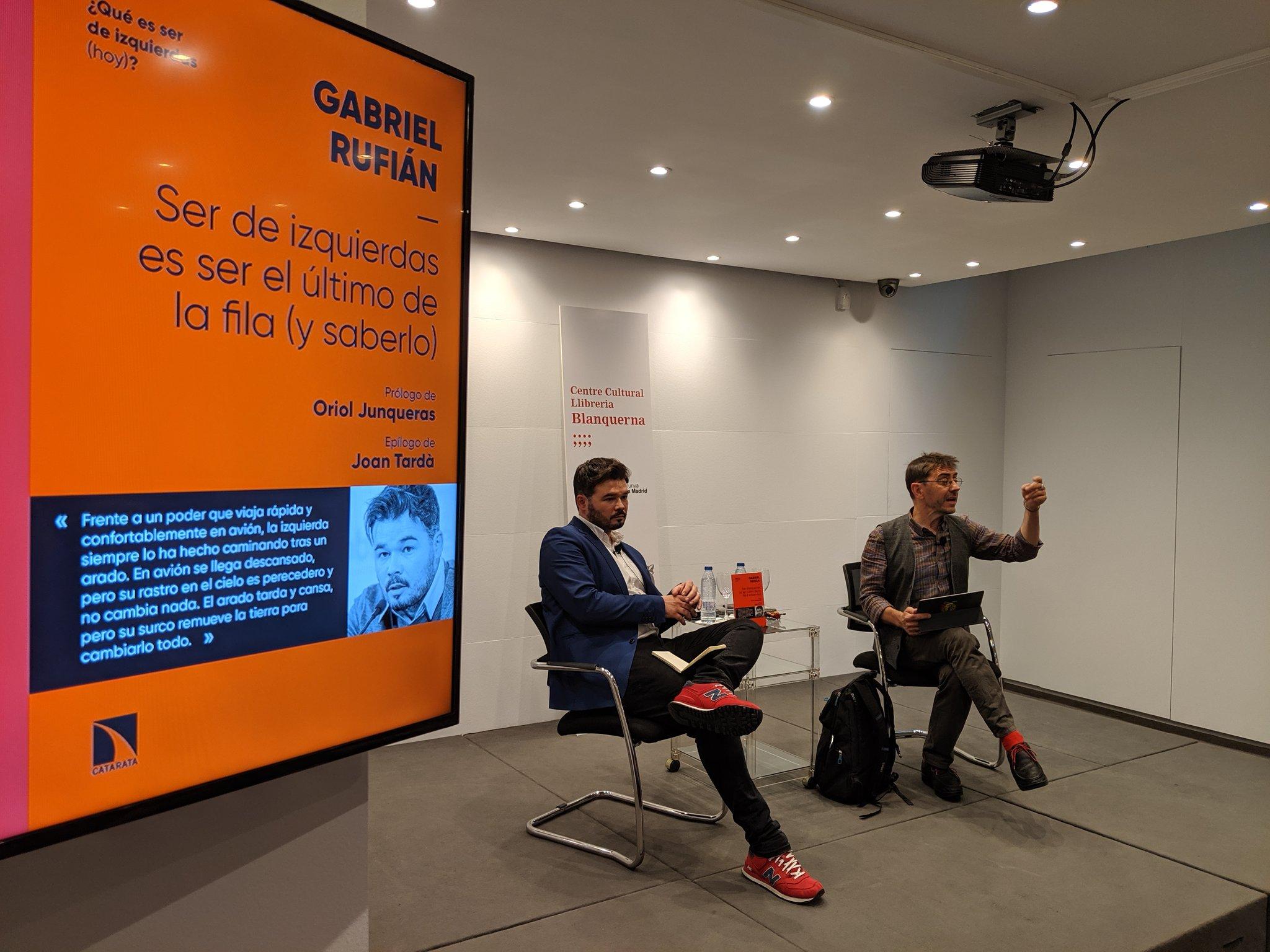 Gabriel Rufián presenta su libro junto a Juan Carlos Monedero