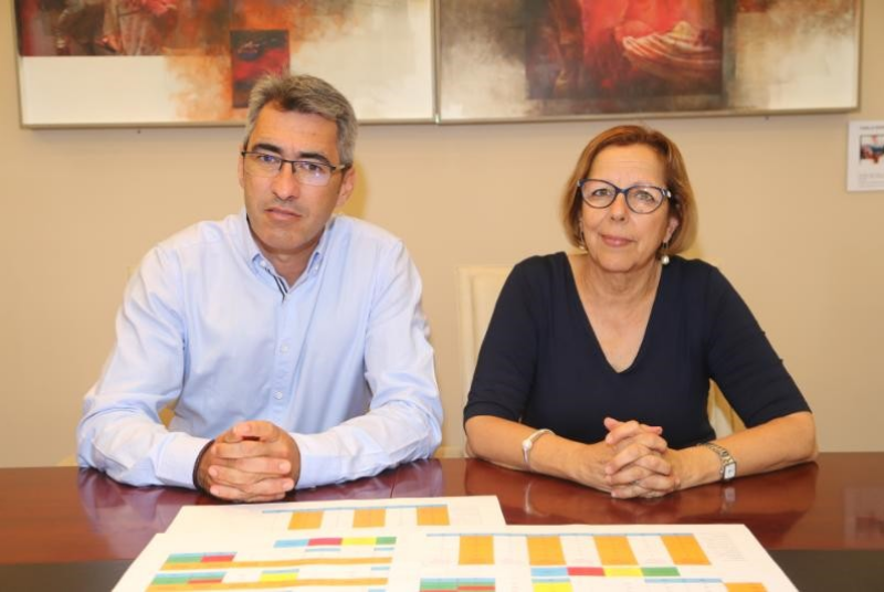 El alcalde de Benalmádena, Víctor Navas, junto a la concejala de Educación, Elena Galán.