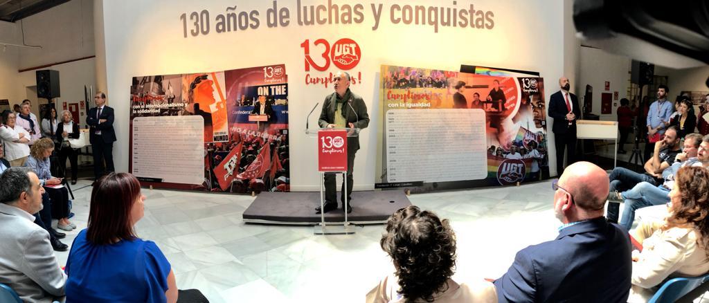 Pepe Álvarez en la intervención que inaugura las dos exposiciones por el 130 aniversario de UGT - UGT