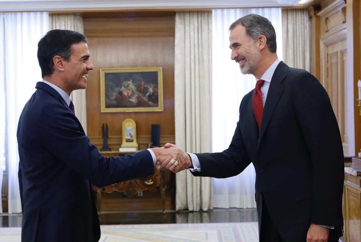El Rey recibe al presidente del Gobierno en funciones y líder del PSOE Pedro Sánchez en el Palacio de la Zarzuela. Europa Press.