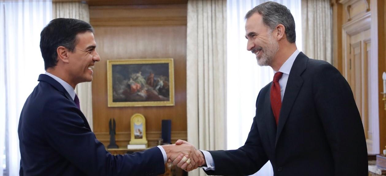 El Rey recibe al presidente del Gobierno en funciones y líder del PSOE Pedro Sánchez en el Palacio de la Zarzuela. Europa Press.