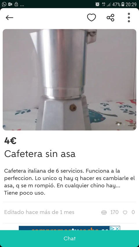 Cafetera sin asa