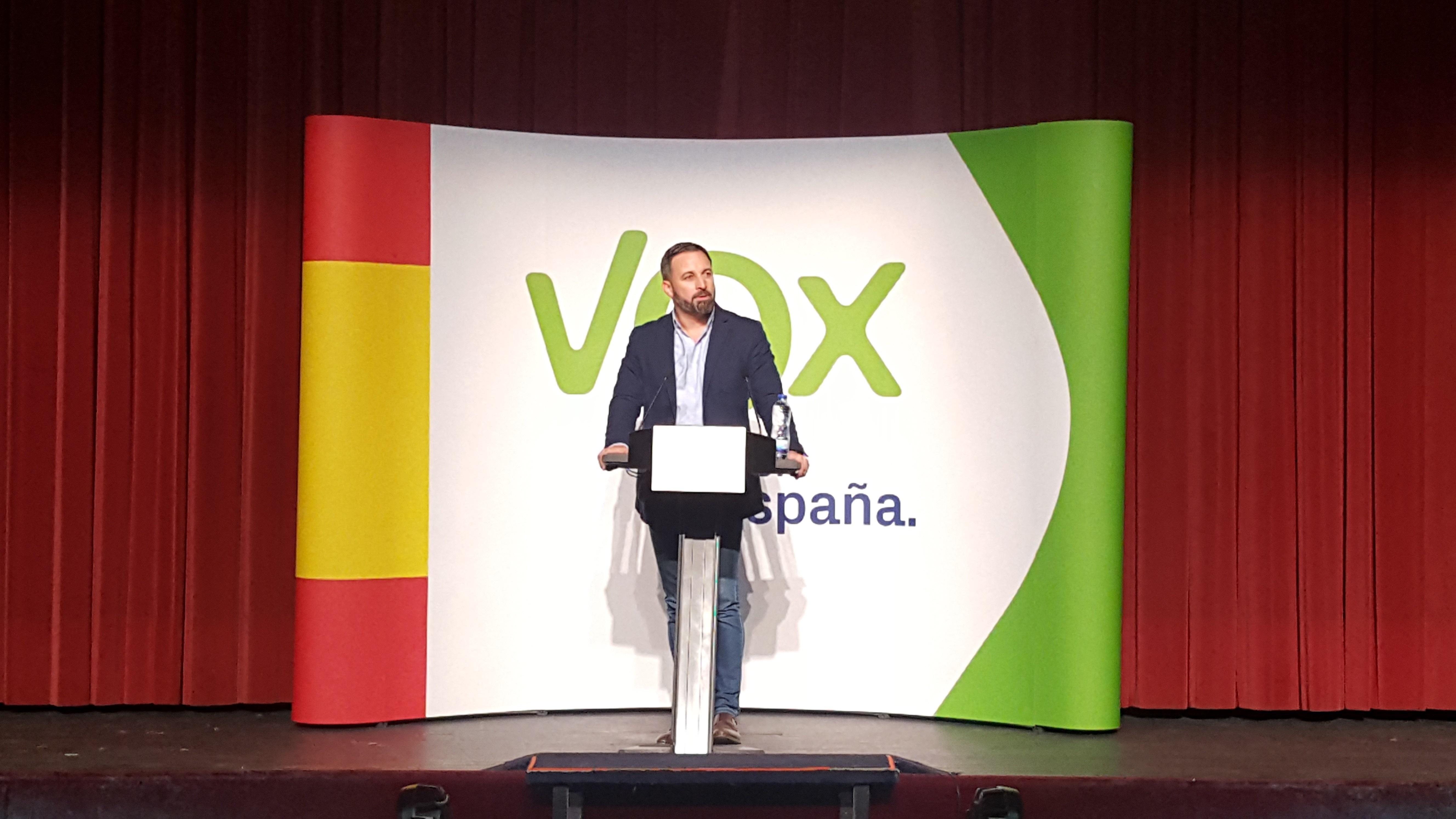 El presidente de Vox Santiago Abascal en un acto en Palencia. 