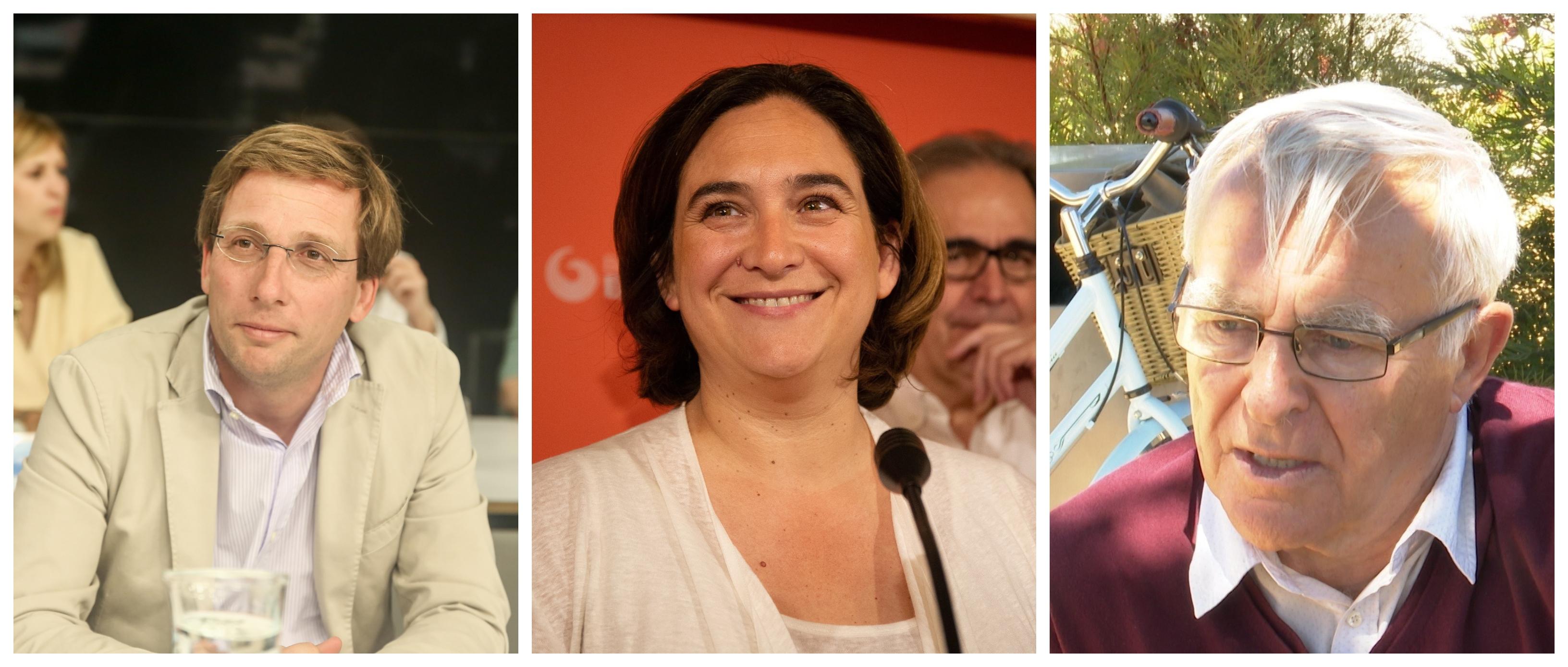 De izquierda a derecha: José Luis Martínez-Almedia, Ada Colau y Joan Ribó.