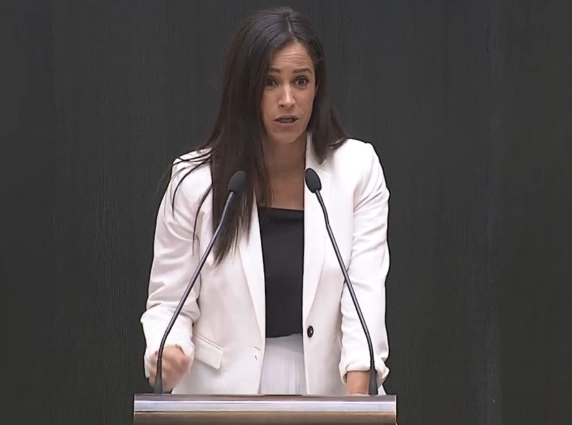 Begoña Villacís durante su intervención en el pleno de Madrid.