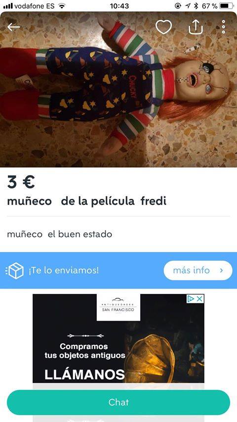 Muñeco de la película fredi