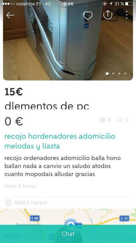 Recojo hordenadores a domicilio melodas y 'llasta'