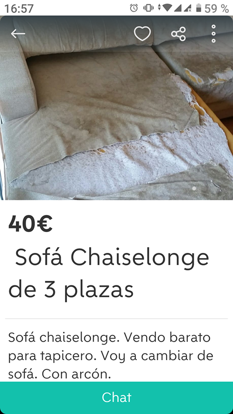 Sofá chaiselonge de tres plazas