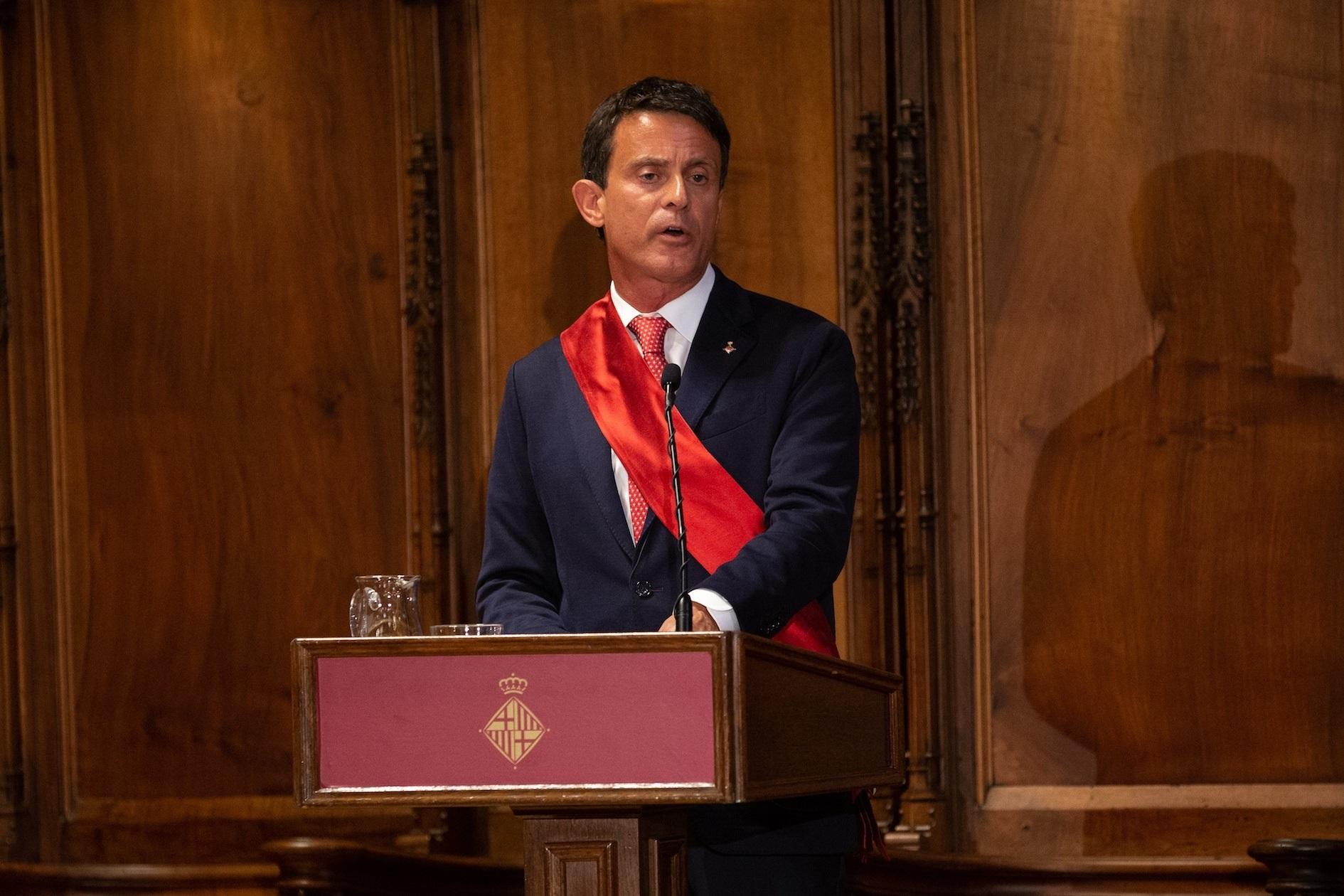 El concejal de BCN Canvi Cs Manuel Valls en el pleno de constitución del Ayuntamiento de Barcelona del sábado. Europa Press.