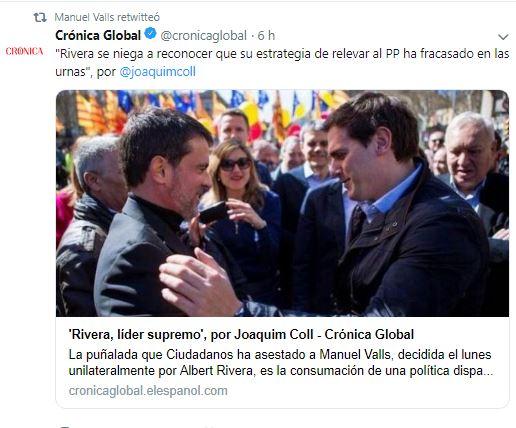El tuit de Valls sobre Albert Rivera