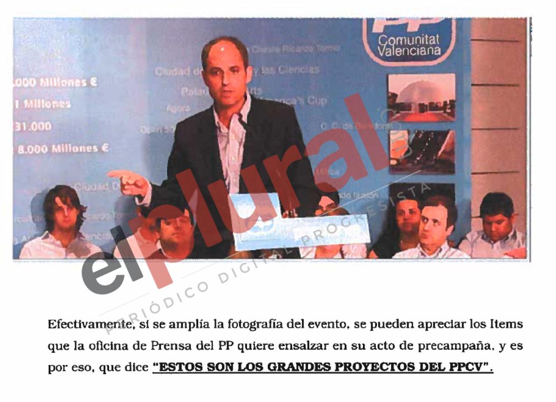Uno de los ejemplos de los diseños y escenarios que Orange Market realizaba para el Partido Popular por encargo de Francisco Camps.