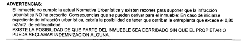 Extracto del informe en el que se alerta del inmueble