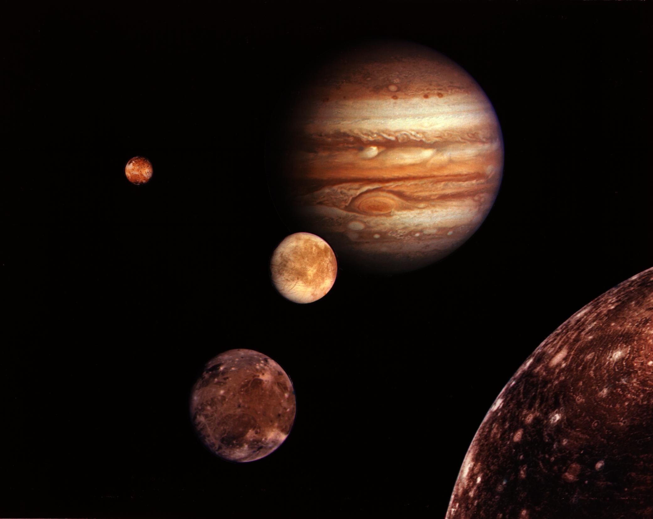 Júpiter y sus lunas en una imagen de la NASA