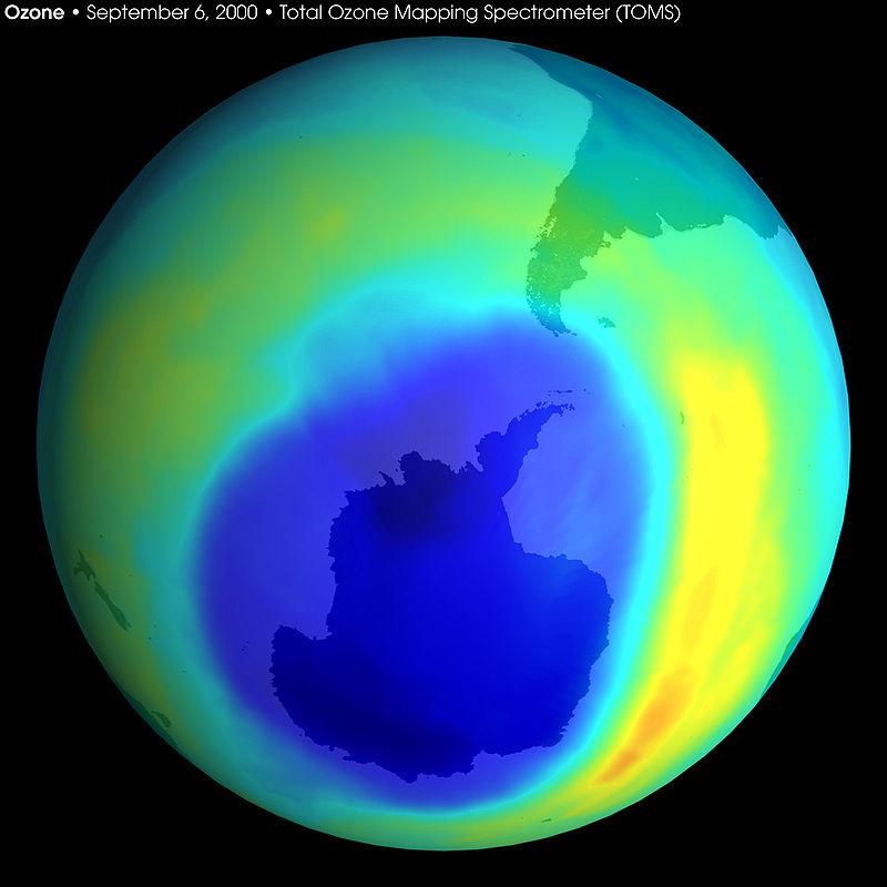 Agujero en la capa de ozono en 2000. Imagen: NASA