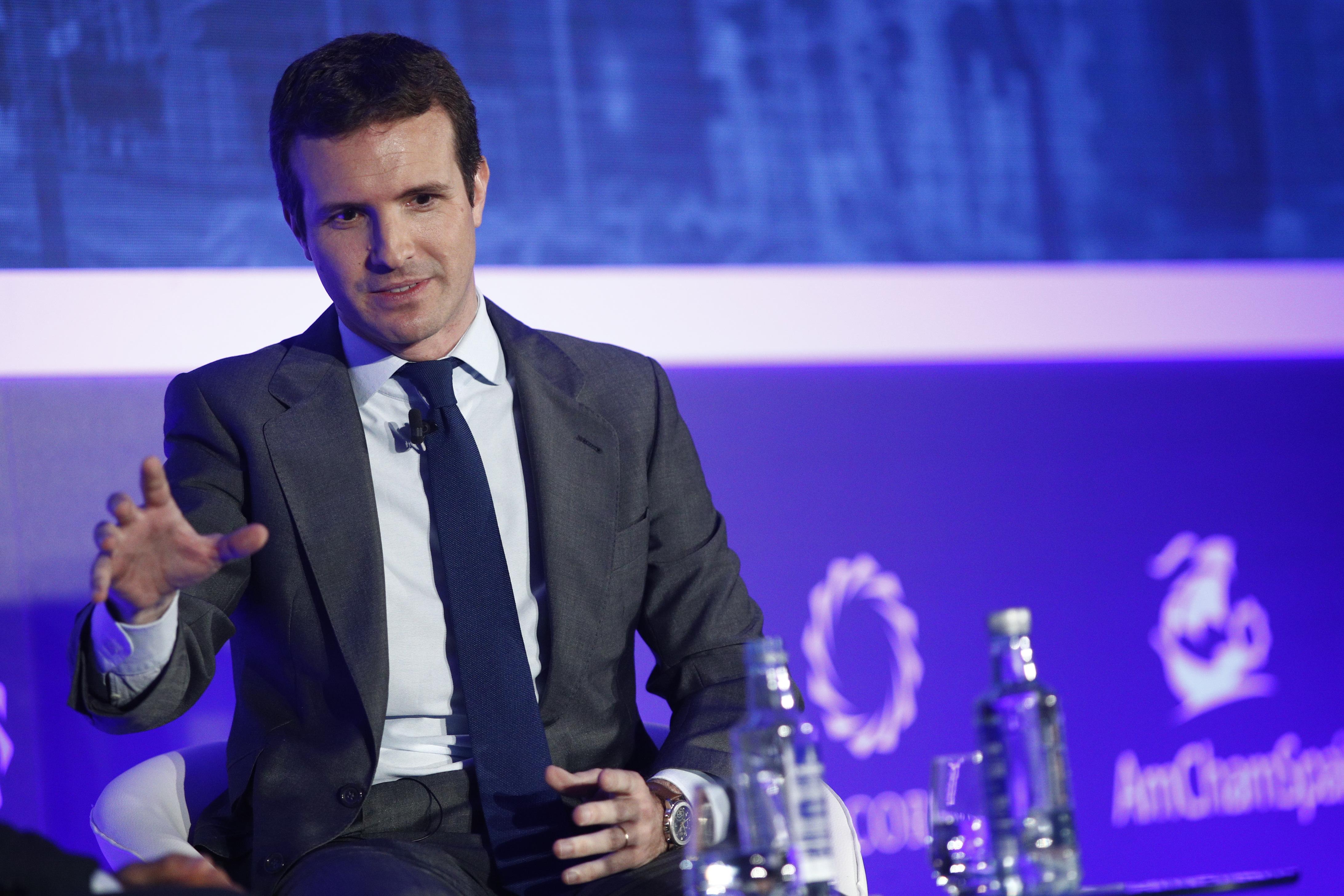 El presidente del Partido Popular Pablo Casado durante su intervención en la I Concordia Europe - Eduardo Parra Europa Press