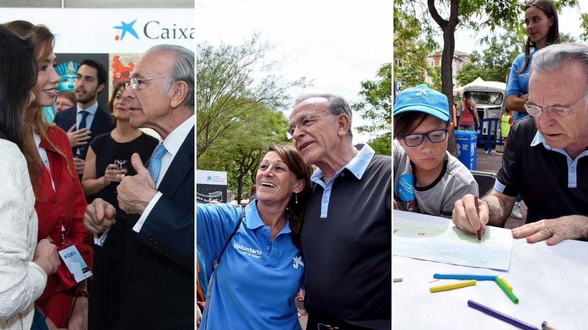 Foto Isidro Fainé, en una charla con becarios, día del Voluntario la Caixa, lucha contra la pobreza infantil