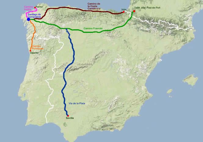Principales rutas del Camino de Santiago Principales rutas del Camino de Santiago