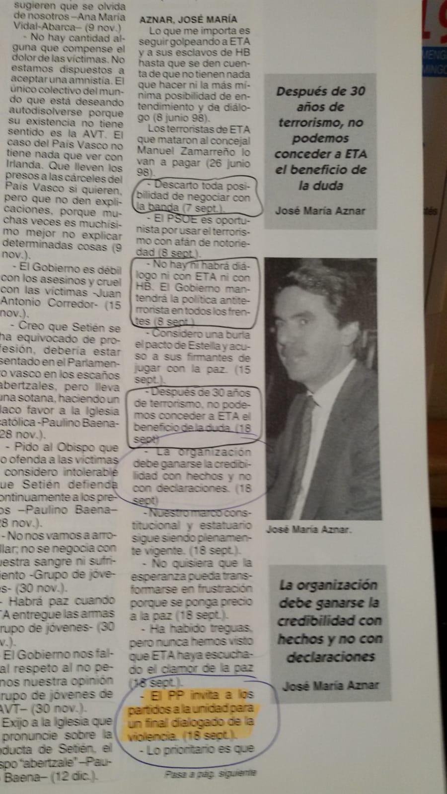 Recopilación de las declaraciones de Aznar.