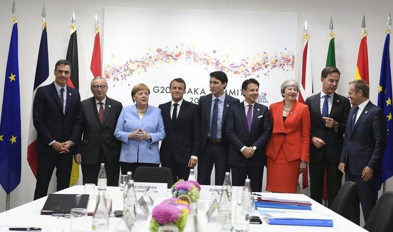 Los líderes europeos y el primer minsitro canadiense, Justin Trudeau, mantienen una reunión de coordinación antes de la cumbre del G20
