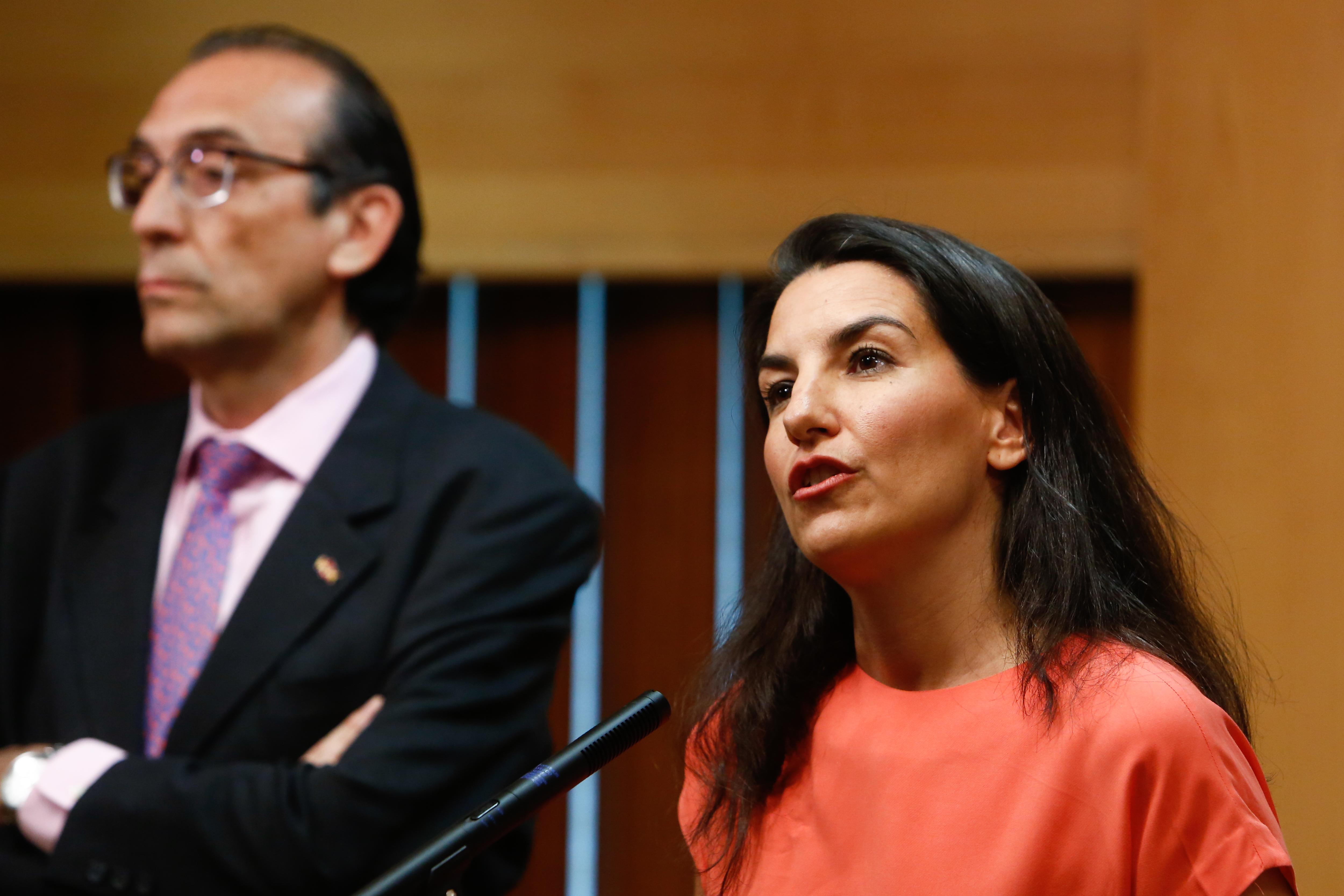 La candidata de Vox a la presidencia de Madrid Rocío Monasterio ofrece una rueda de prensa en la Asamblea de Madrid tras reunirse con el presidente de la Asamblea. EuropaPress 