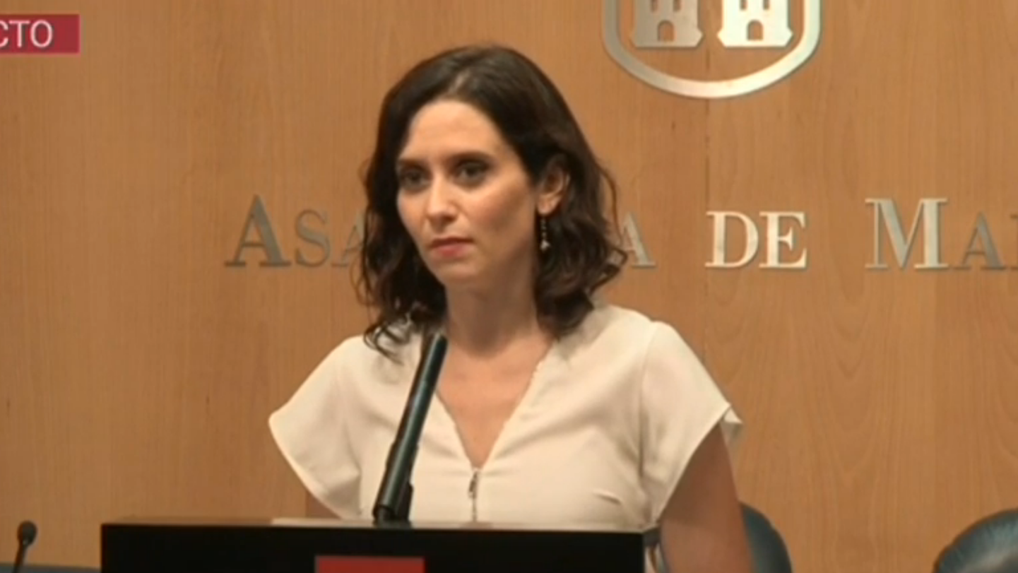 Isabel Diaz Ayuso comparecetras reunirse con el presidente de la Asamblea de Madrid.