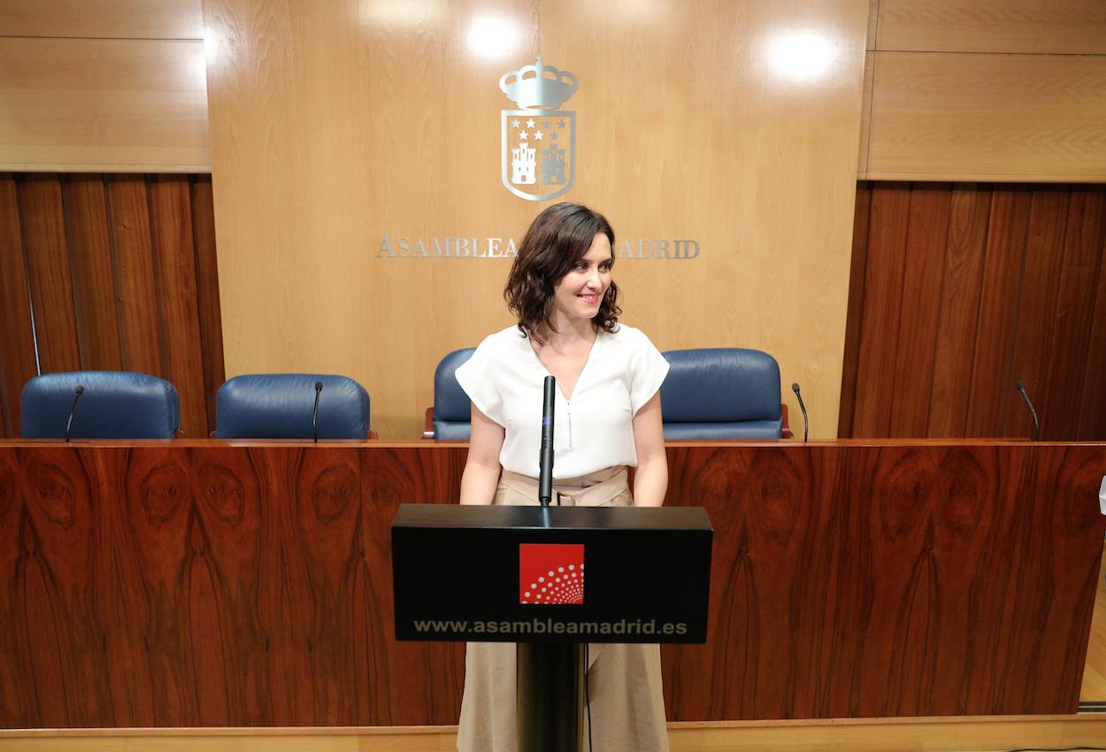 Isabel Díaz Ayuso en la Asamblea de Madrid