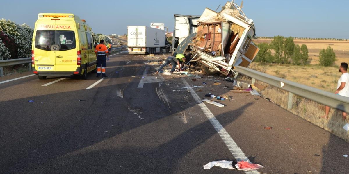 Los dos camiones impactaron en la A5 cuando viajaban dirección Madrid. Fuente AUGC