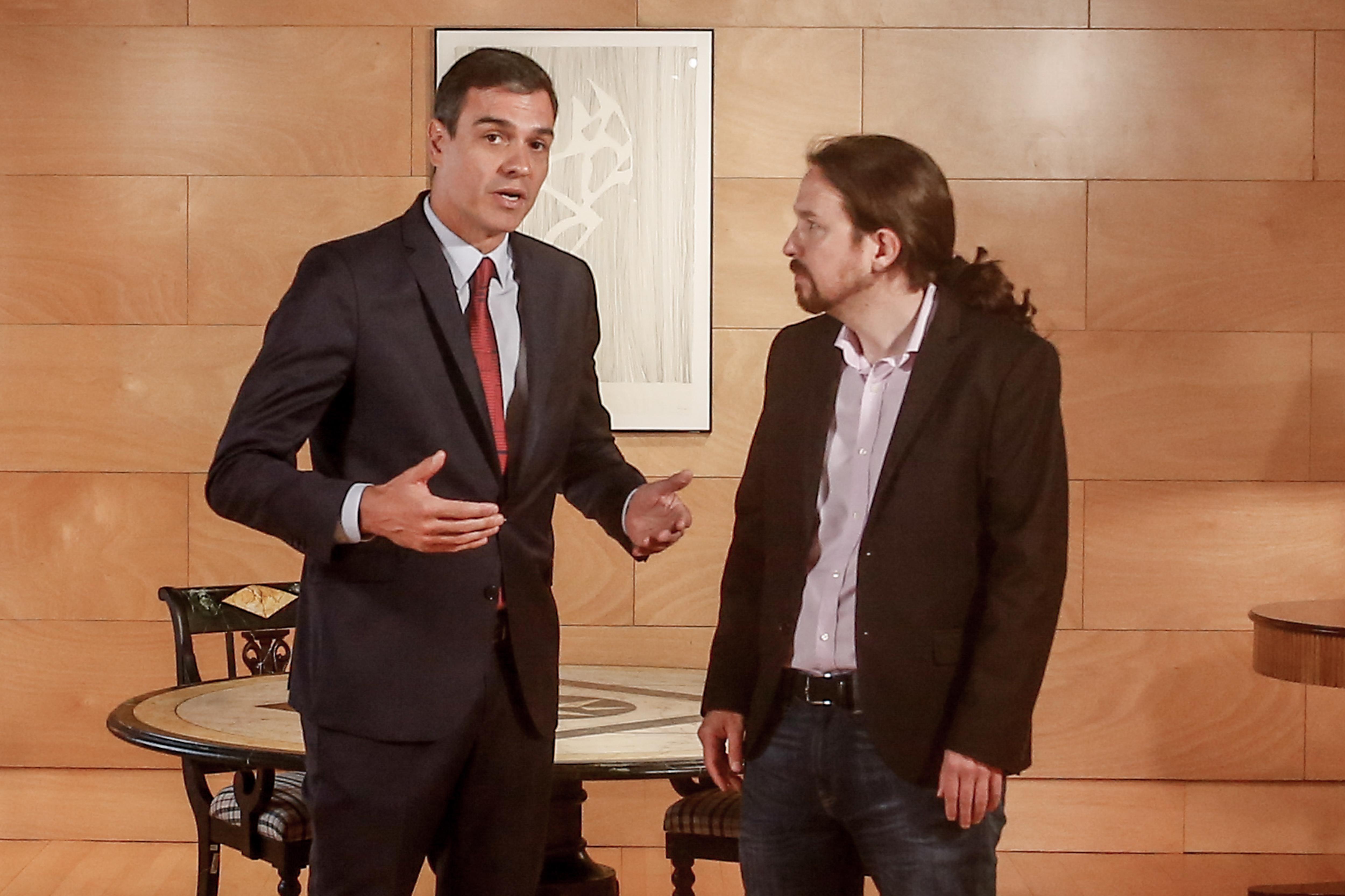 Pedro Sánchez se reúne con Pablo Iglesias de cara a la sesión de investidura. Europa Press