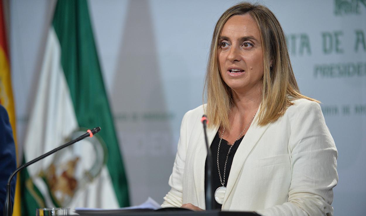 Marifrán Carazo, consejera de Fomento, este martes en la rueda de prensa tras el Consejo de Gobierno. OFICINA DEL PORTAVOZ