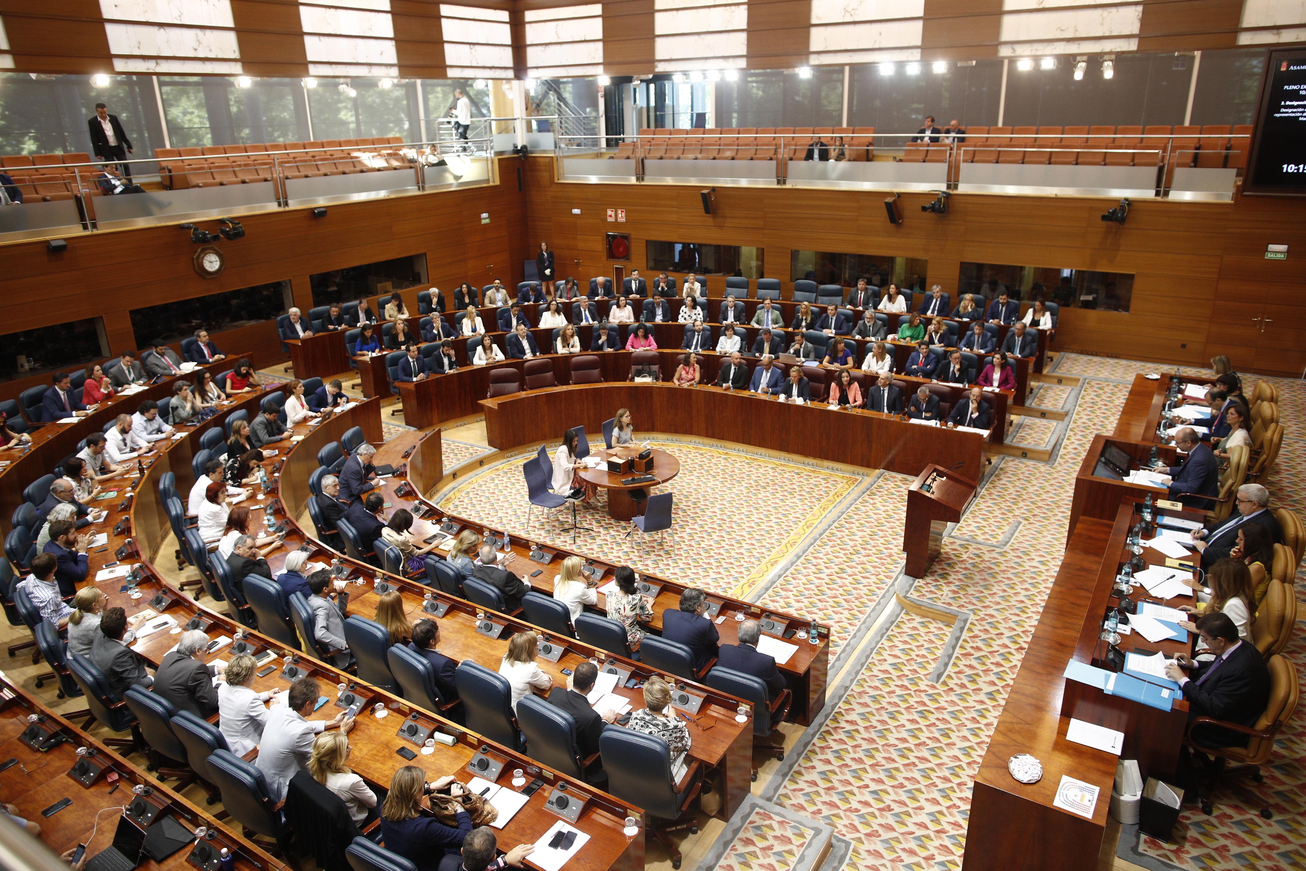 Hemiciclo de la Asamblea de Madrid durante el pleno de la Asamblea para elegir a los senadores de designación autonómica 