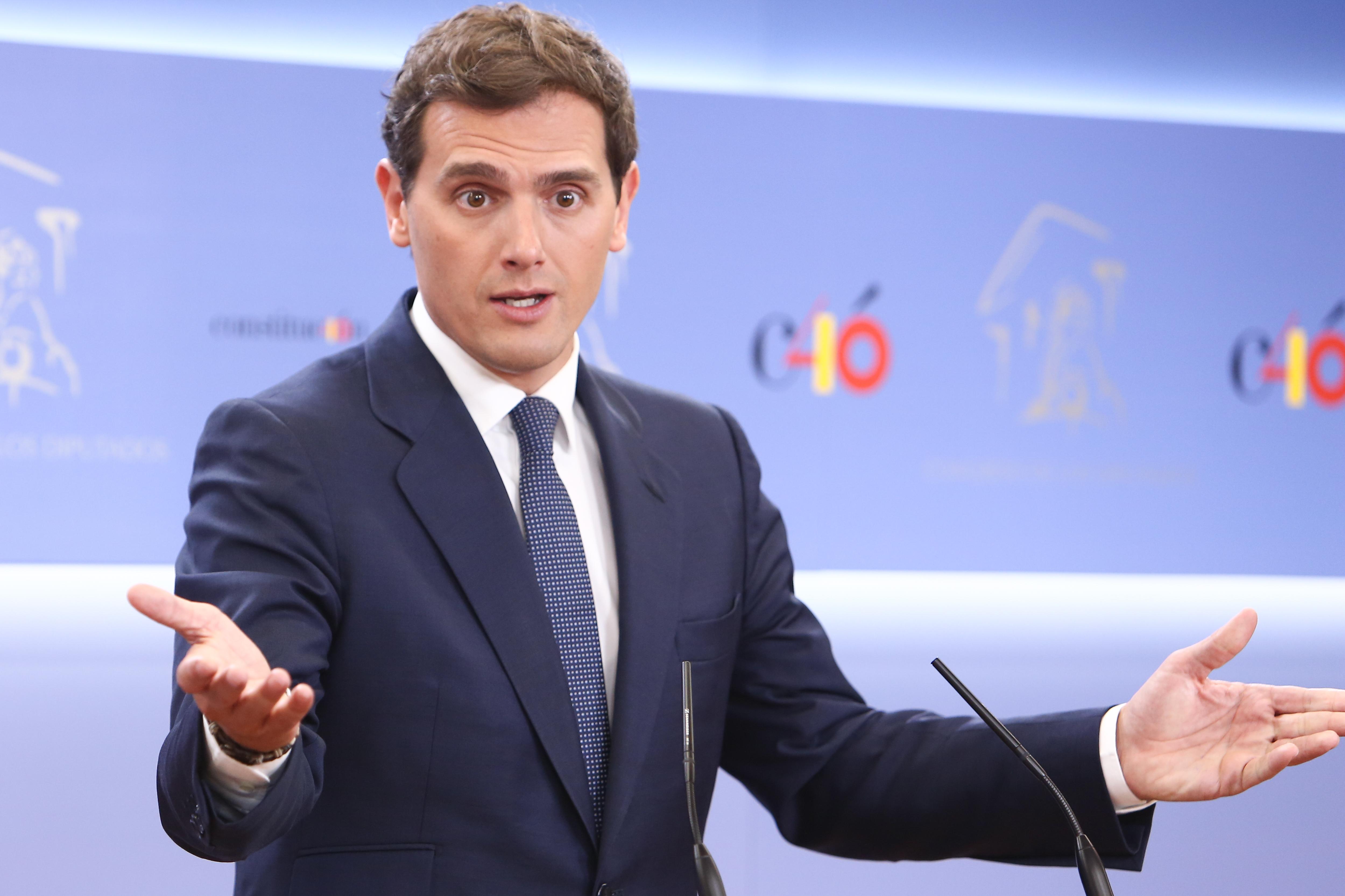 El presidente de Ciudadanos, Albert Rivera durante una rueda de prensa. 