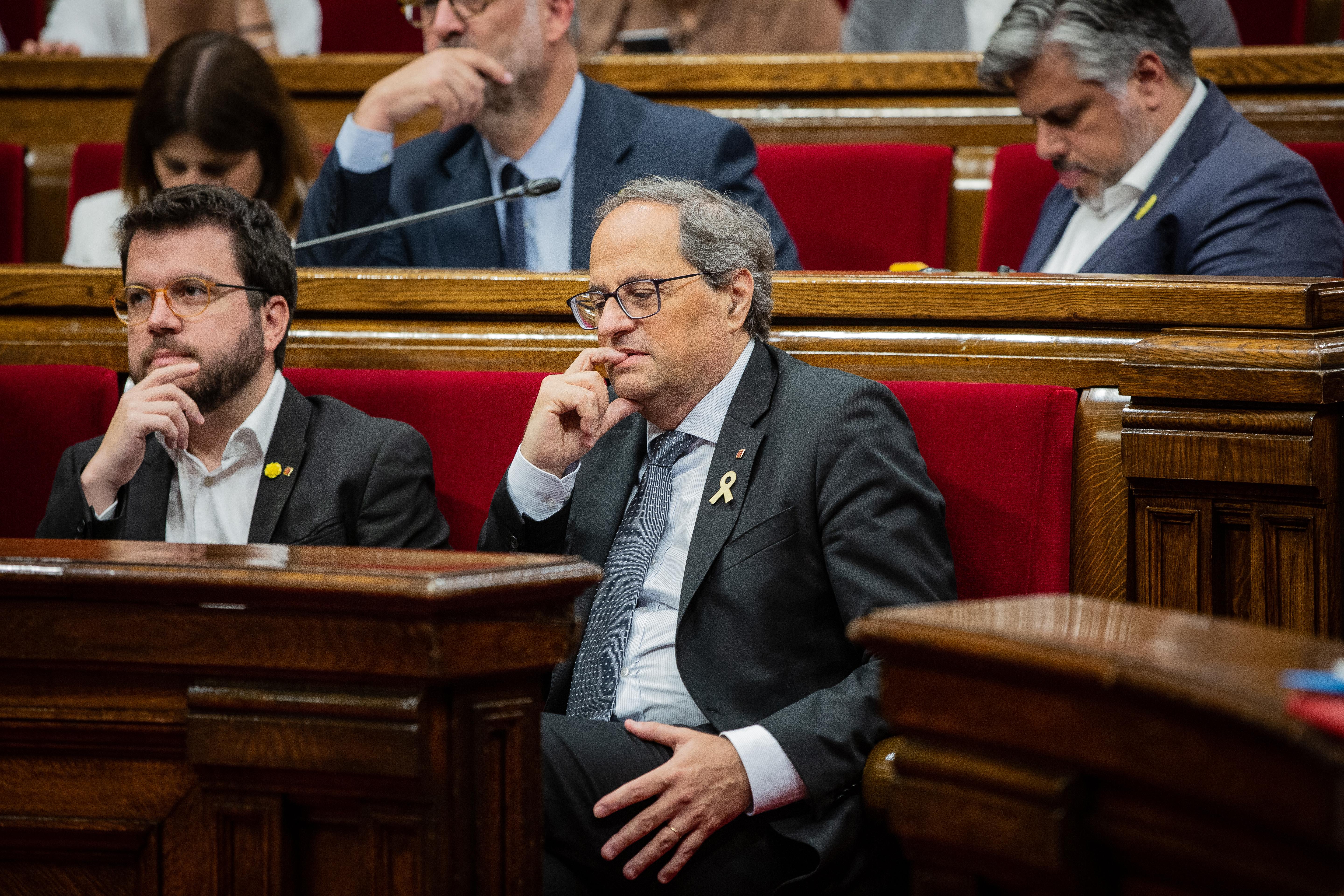 El vicepresidente y consejero de Economía y Hacienda de la Generalidad de Cataluña Pere Aragonés y el presidente de la Generalidad de Cataluña Quim Torra. EP