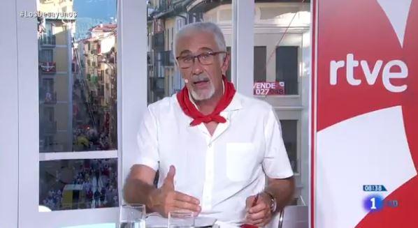 Captura de Javier Solano, periodista de TVE en los Sanfermines. 