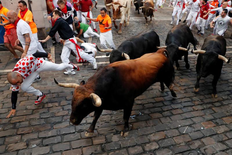 Imagen del séptimo encierro de San Fermín 2019