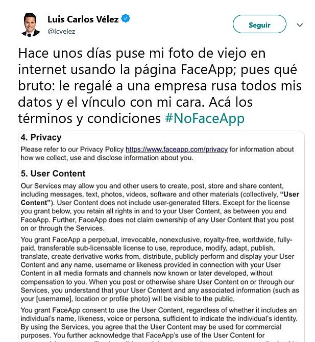 Captura del tuit del periodista de Telemundo, Caracol y CNN en Español, Luis Carlos Vélez.