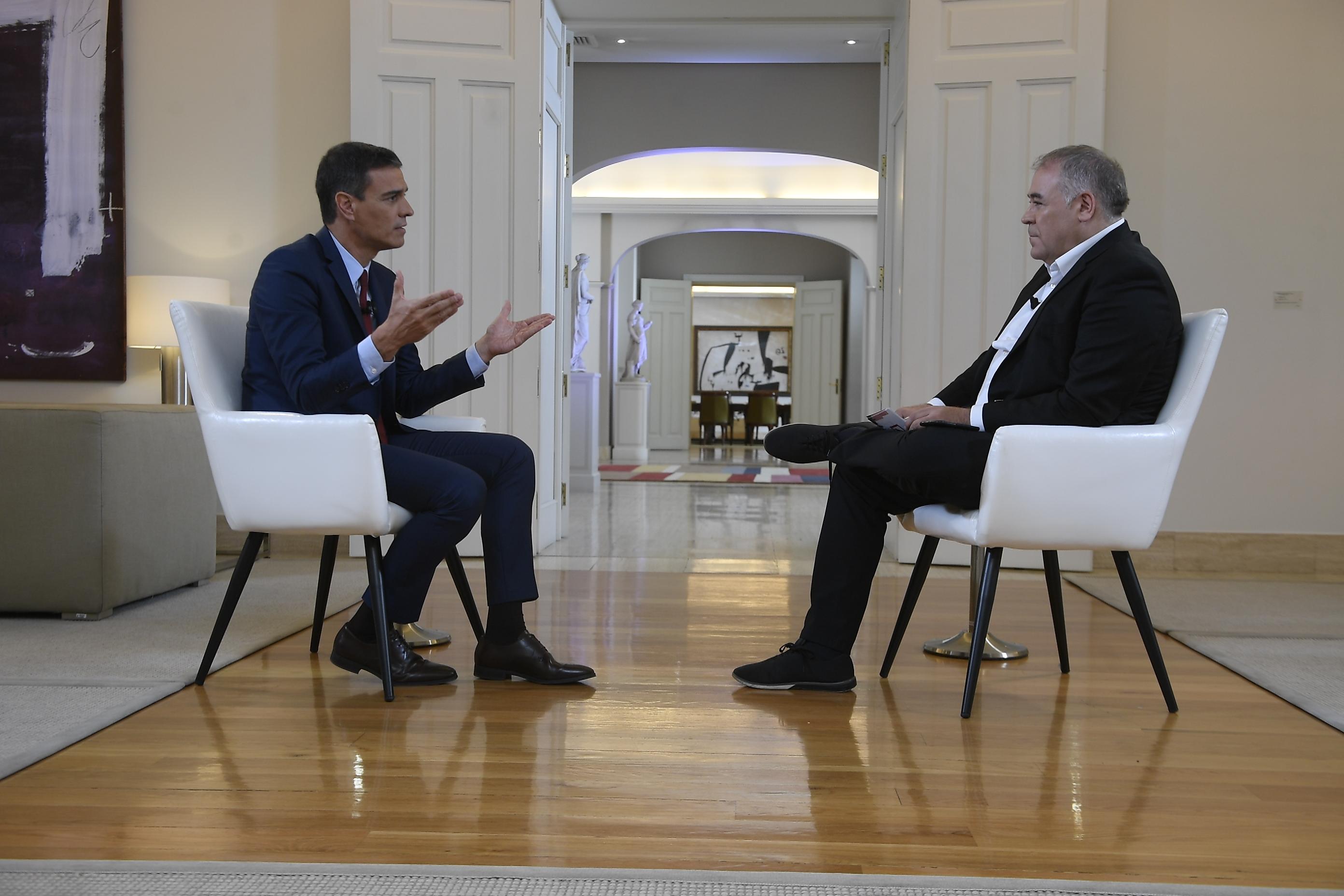 El presidente Pedro Sánchez durante su entrevista en 'Al Rojo Vivo' realizada por Antonio García Ferreras. La Moncloa