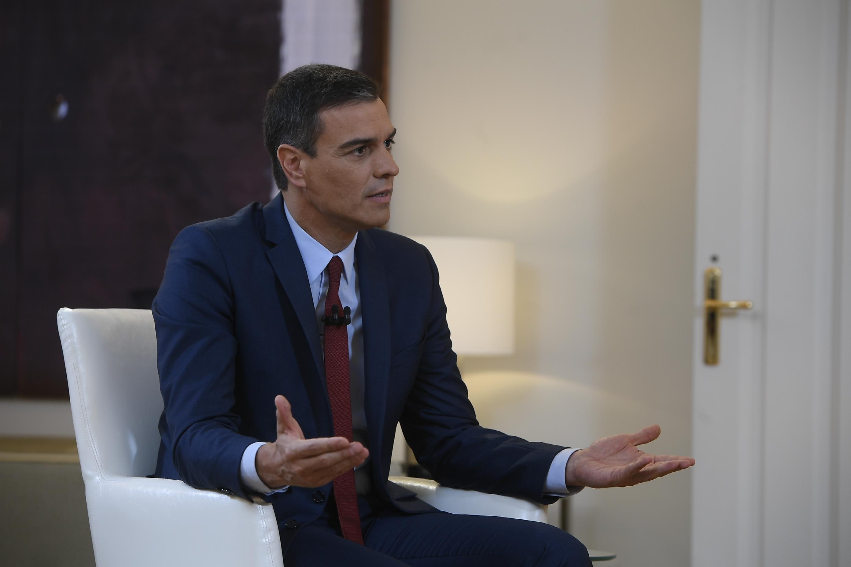 El presidente en funciones Pedro Sánchez durante su entrevista en 'Al Rojo Vivo' realizada por Antonio García Ferreras. La Moncloa