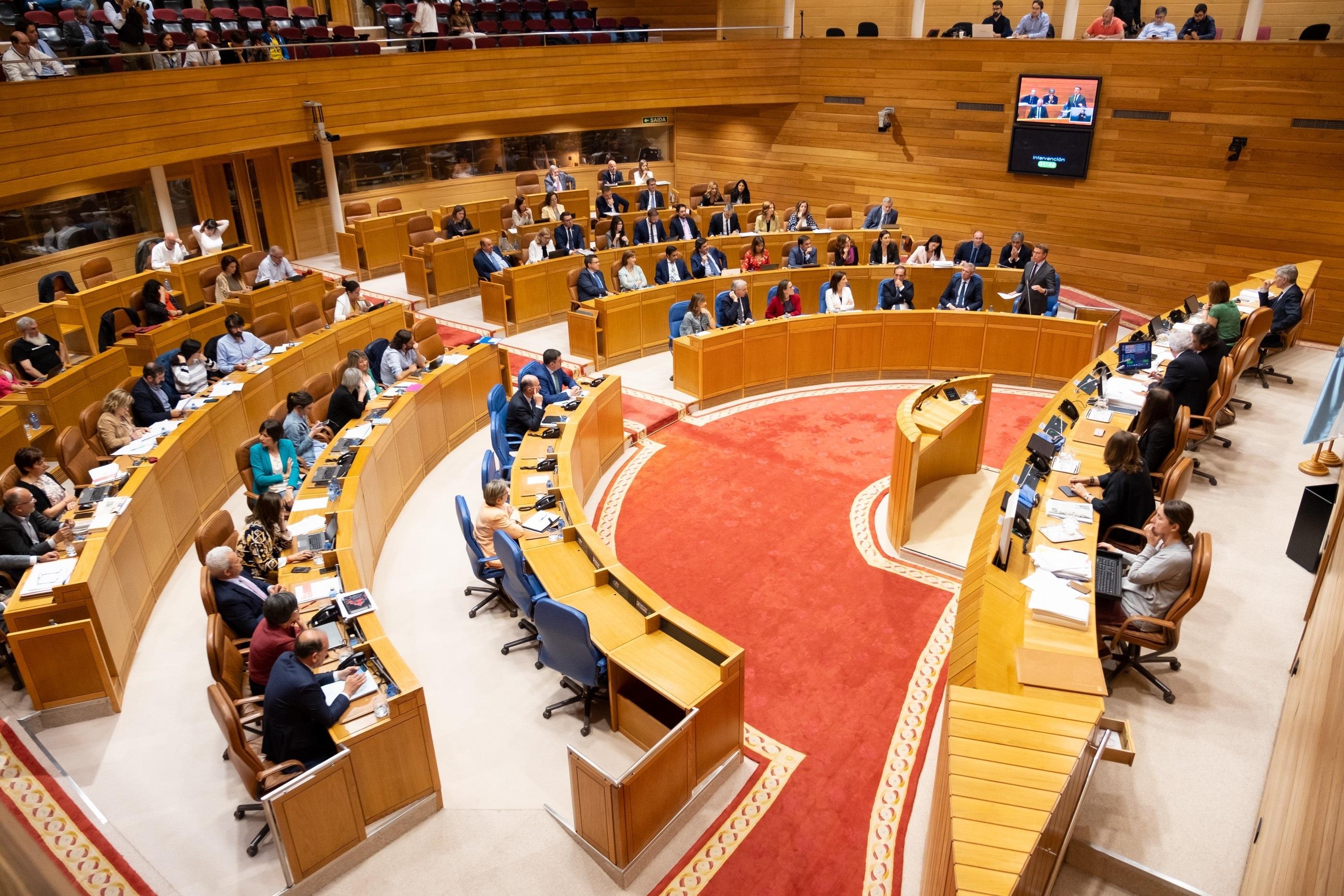 Pleno del Parlamento de Galicia durante la sesión de control al presidente de la Xunta Alberto Núñez Feijóo. EP