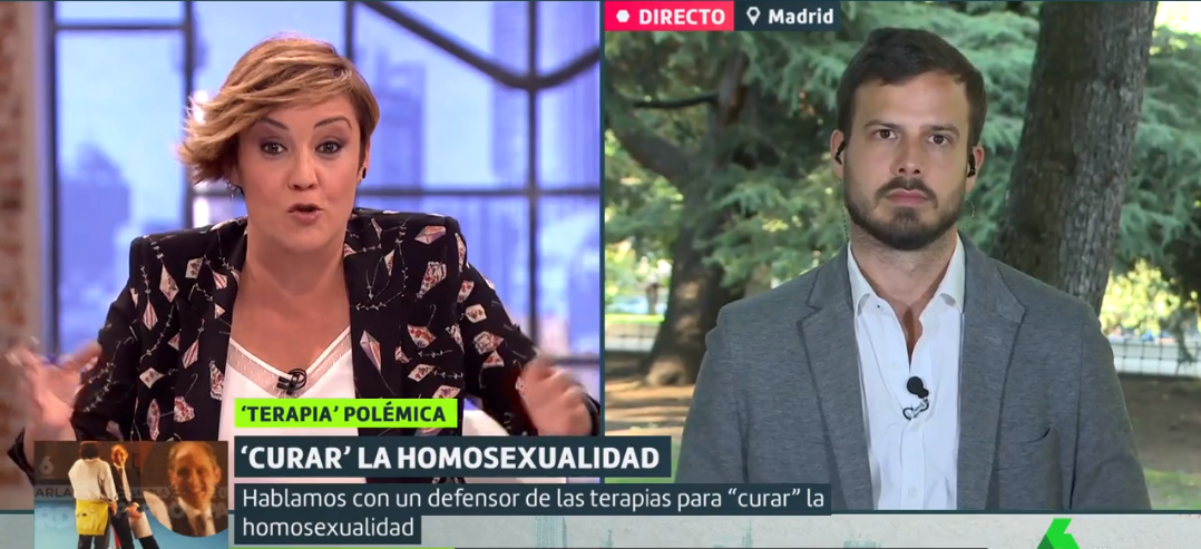 Javier Villamor, durante su tensa entrevista con la periodista Cristina Pardo