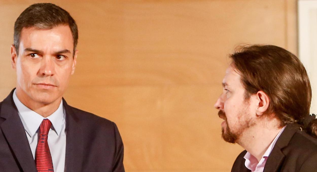 Pedro Sánchez y Pablo Iglesias, en un reciente encuentro en la Moncloa. RICARDO RUBIO/EP