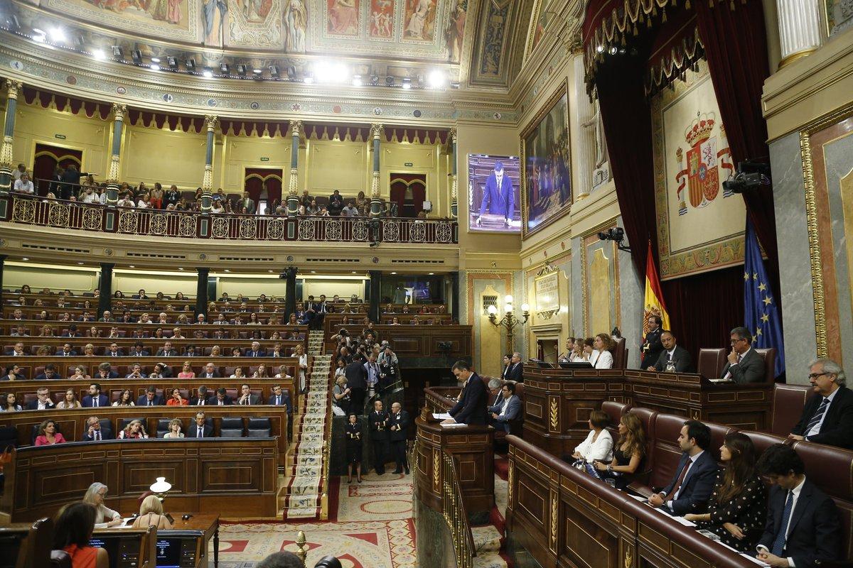 Vista general del Congreso durante el discurso de investidura de Pedro Sánchez. Congreso de los Diputados