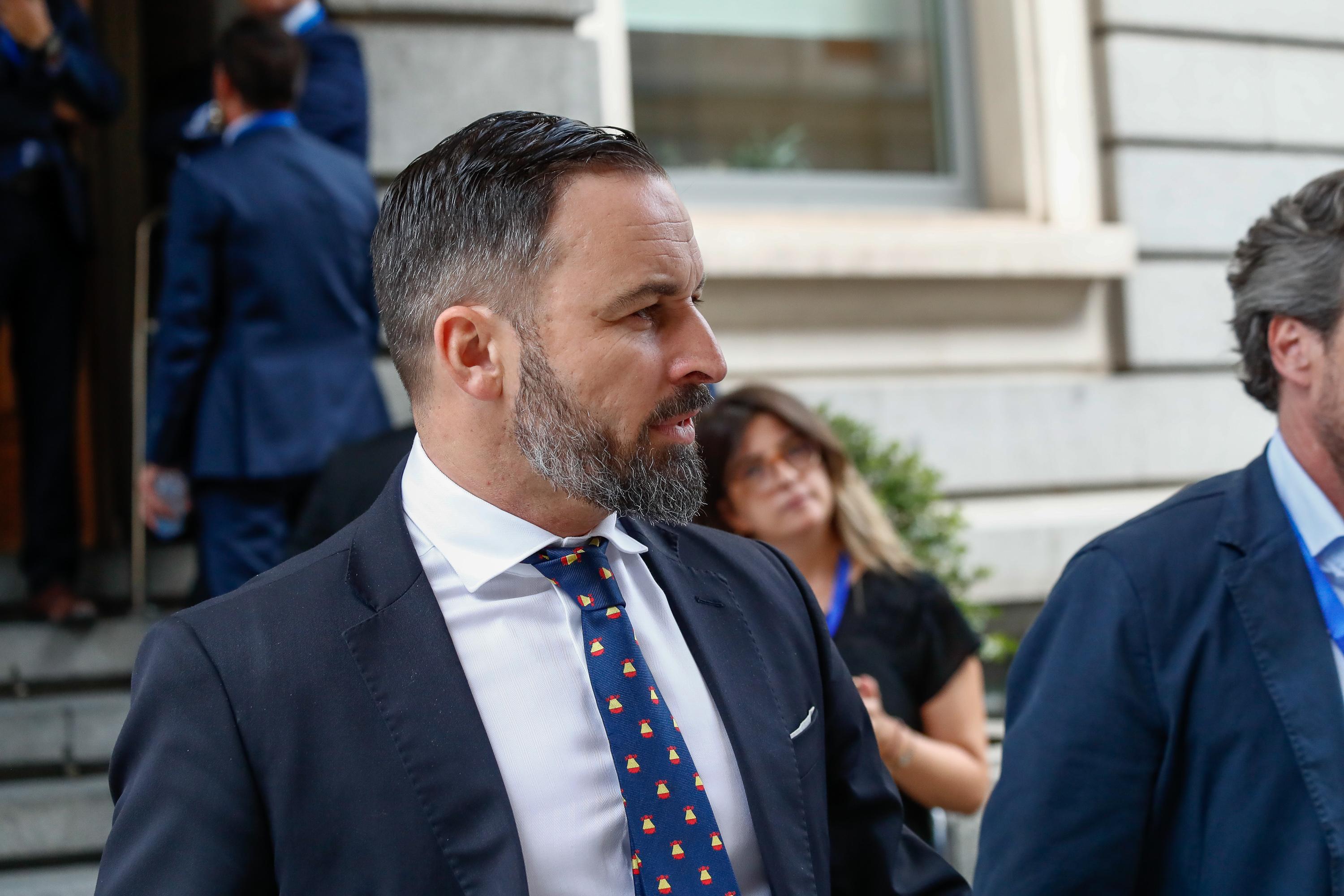 El presidente de Vox Santiago Abascal a su llegada al Congreso de los Diputados. Imagen archivo