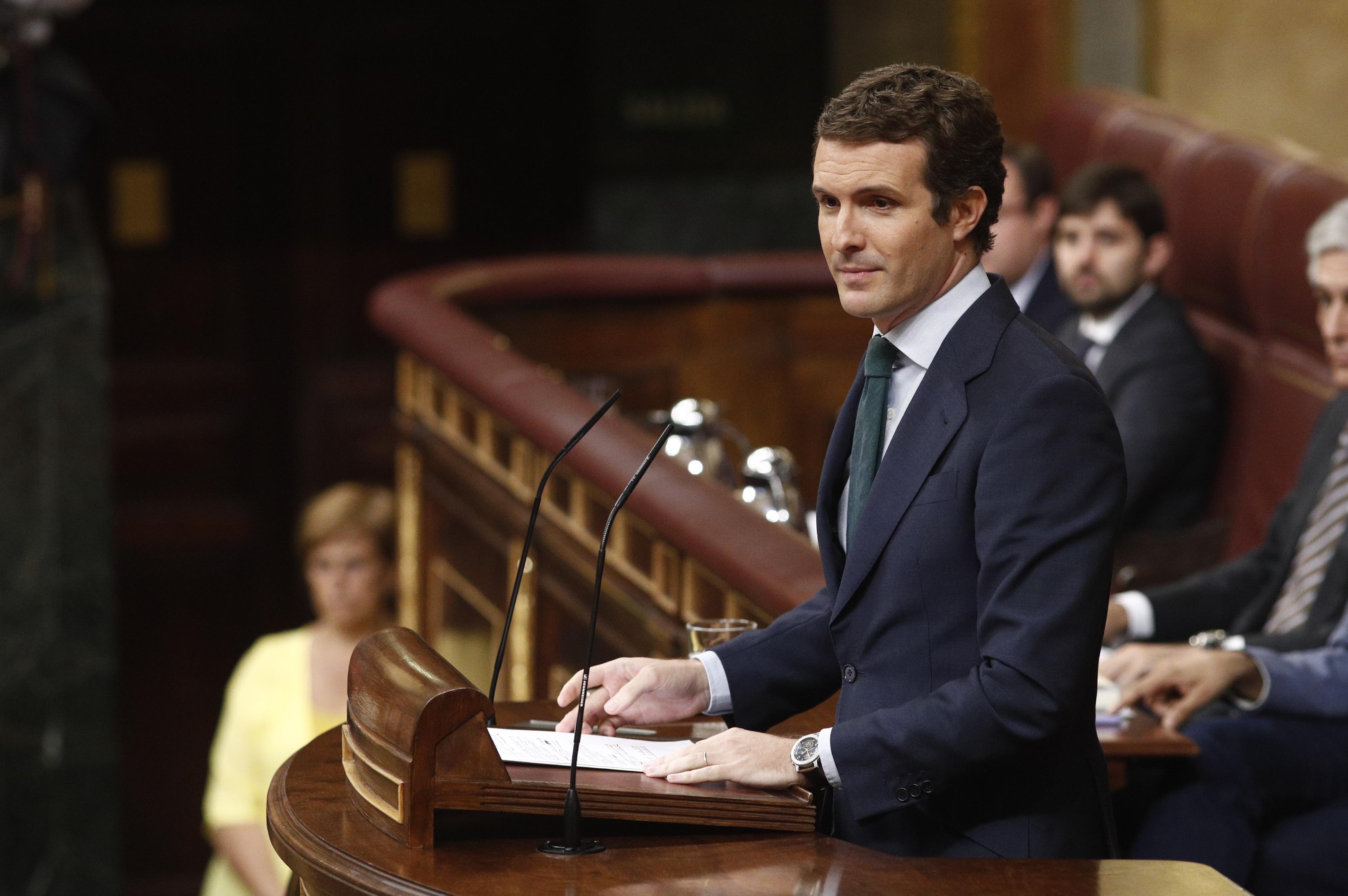 EuropaPress 2289563 El presidente del Partido Popular Pablo Casado durante su intervención en el Congreso de los Diputados previa a la segunda votación para la investidura del candidato socialista a la Presidencia 