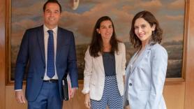 Los líderes de Cs y Vox en la Comunidad de Madrid Ignacio Aguado y Rocío Monasterio respectivamente junto a la candidata del PP a la Presidencia de la Comunidad de Madrid, Isabel Díaz Ayuso-Europa Press