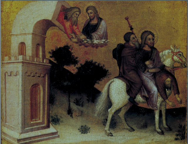 Milagro del peregrino de Lorena representado en la iglesia de Santa María Arcelli