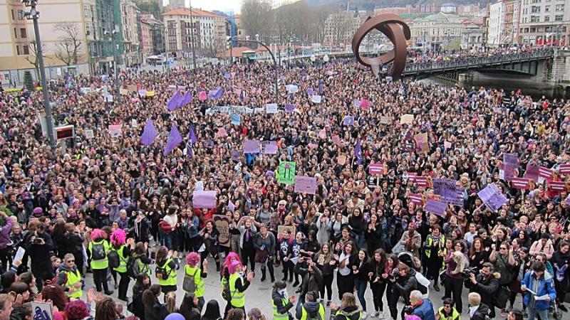 La desigualdad está siempre presente en las manifestaciones del 8 de Marzo, en la imagen la última celebrada en Bilbao (Foto: Europa Press).