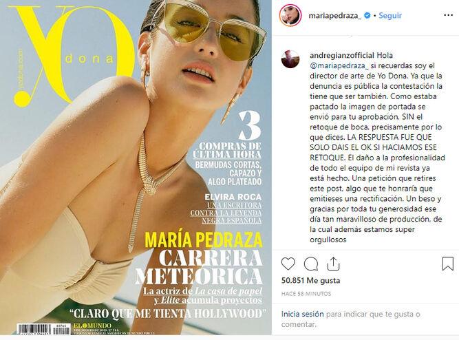 Respuesta de 'Yodona' a María Pedraza. Fuente: Instagram.