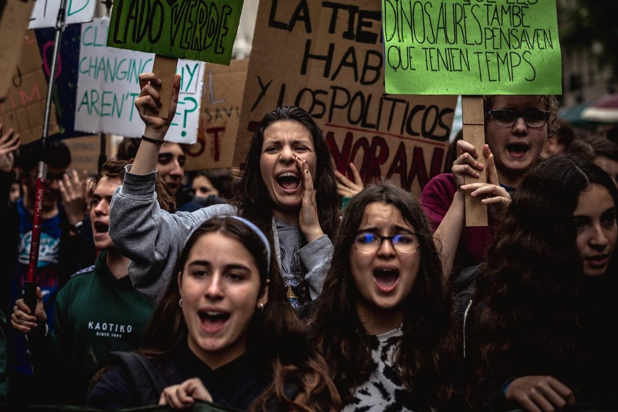 Fotografía de una concentración de Fridays for Future